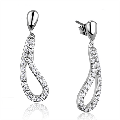 Picture of 3W1044 - Brass Earrings Rhodium Women AAA Grade CZ Clear