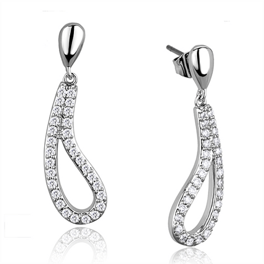 Picture of 3W1044 - Brass Earrings Rhodium Women AAA Grade CZ Clear