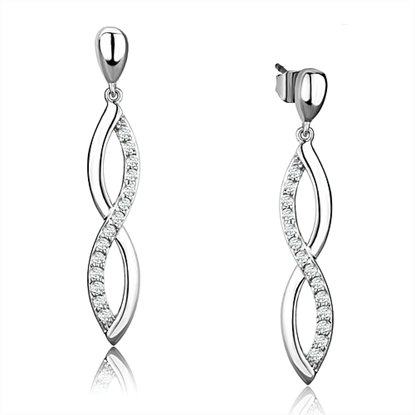 Picture of 3W1045 - Brass Earrings Rhodium Women AAA Grade CZ Clear