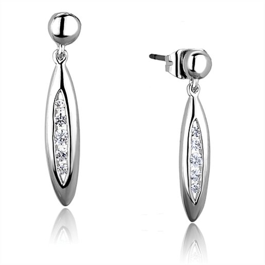 Picture of 3W1046 - Brass Earrings Rhodium Women AAA Grade CZ Clear