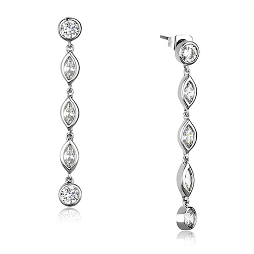 Picture of 3W1049 - Brass Earrings Rhodium Women AAA Grade CZ Clear