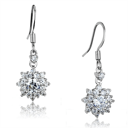 Picture of 3W1054 - Brass Earrings Rhodium Women AAA Grade CZ Clear