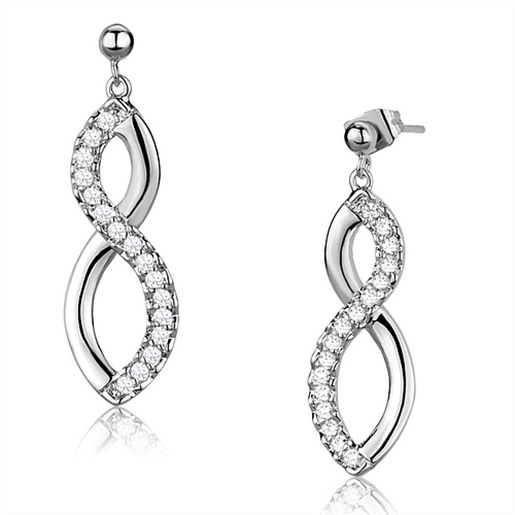 Picture of 3W1055 - Brass Earrings Rhodium Women AAA Grade CZ Clear