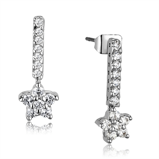 Picture of 3W1056 - Brass Earrings Rhodium Women AAA Grade CZ Clear