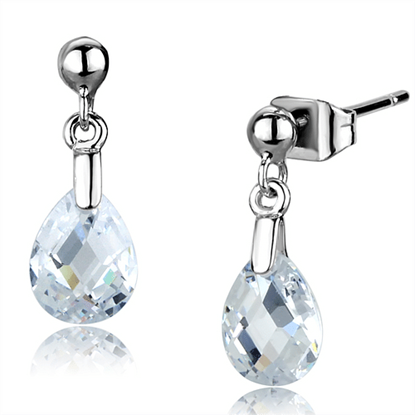 Picture of 3W1057 - Brass Earrings Rhodium Women AAA Grade CZ Clear