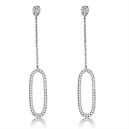 Picture of 3W1058 - Brass Earrings Rhodium Women AAA Grade CZ Clear