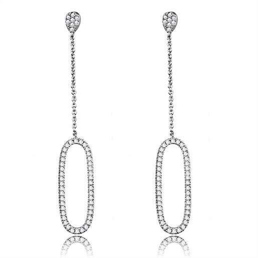 Picture of 3W1058 - Brass Earrings Rhodium Women AAA Grade CZ Clear