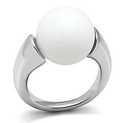 Picture of 3W106 - Brass Ring Rhodium Women Synthetic White