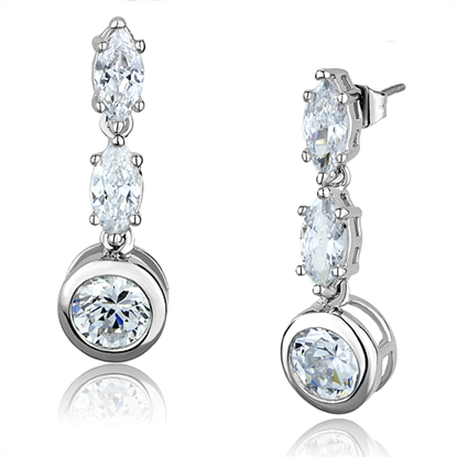 Picture of 3W1060 - Brass Earrings Rhodium Women AAA Grade CZ Clear