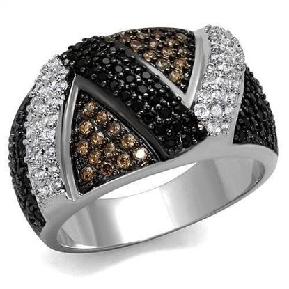 Picture of 3W1088 - Brass Ring Rhodium + Ruthenium Women AAA Grade CZ Multi Color