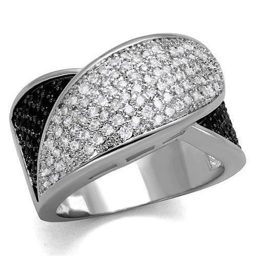 Picture of 3W1089 - Brass Ring Rhodium + Ruthenium Women AAA Grade CZ Black Diamond