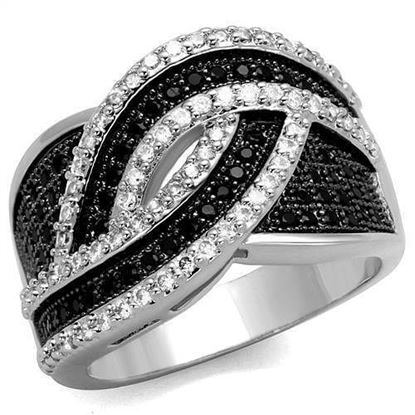 Picture of 3W1090 - Brass Ring Rhodium + Ruthenium Women AAA Grade CZ Black Diamond