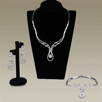 Picture of 3W1095 - Brass Jewelry Sets Rhodium Women AAA Grade CZ Clear