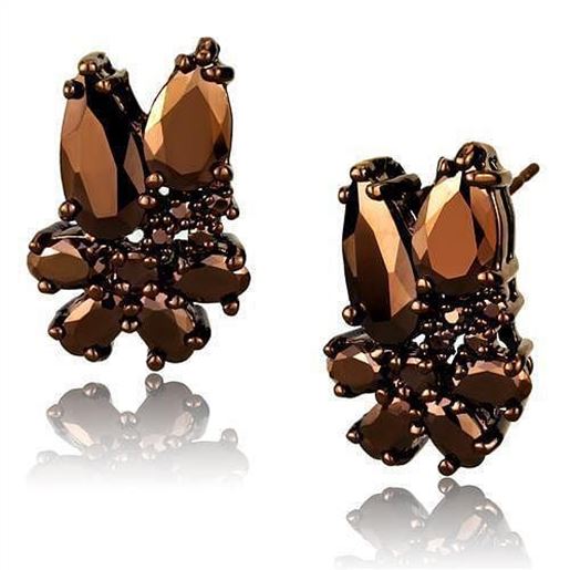 Picture of 3W1107 - Brass Earrings IP Coffee light Women AAA Grade CZ Light Coffee