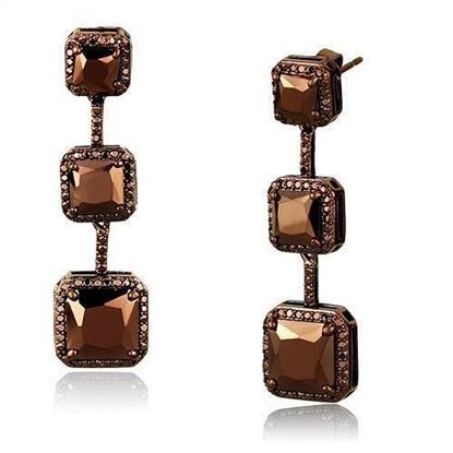 Picture of 3W1108 - Brass Earrings IP Coffee light Women AAA Grade CZ Light Coffee