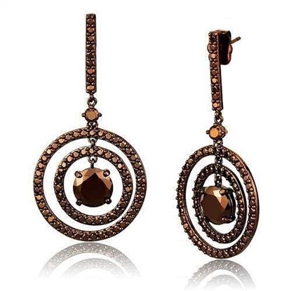 Picture of 3W1109 - Brass Earrings IP Coffee light Women AAA Grade CZ Light Coffee