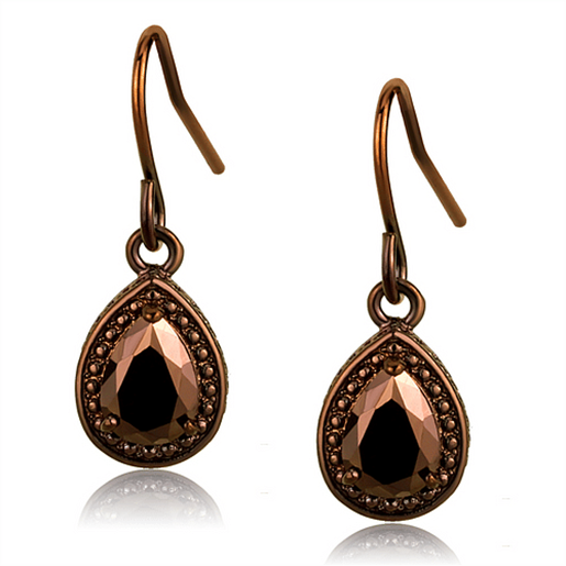 Picture of 3W1114 - Brass Earrings IP Coffee light Women AAA Grade CZ Light Coffee