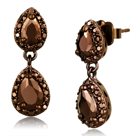 Picture of 3W1117 - Brass Earrings IP Coffee light Women AAA Grade CZ Light Coffee