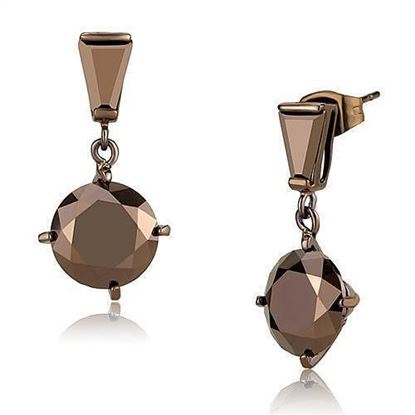 Picture of 3W1133 - Brass Earrings IP Coffee light Women AAA Grade CZ Light Coffee