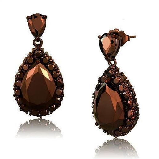 Picture of 3W1134 - Brass Earrings IP Coffee light Women AAA Grade CZ Light Coffee