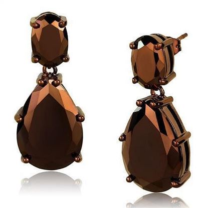 Picture of 3W1135 - Brass Earrings IP Coffee light Women AAA Grade CZ Light Coffee