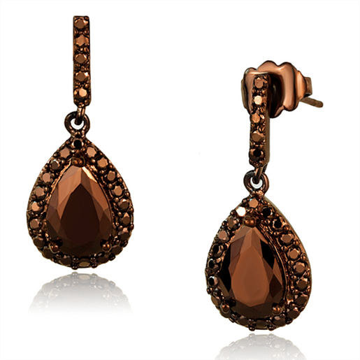 Picture of 3W1136 - Brass Earrings IP Coffee light Women AAA Grade CZ Light Coffee