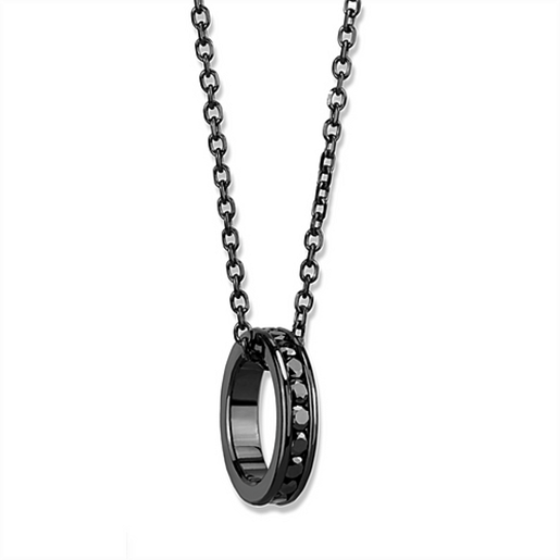 Picture of 3W1144 - Brass Chain Pendant IP Light Black  (IP Gun) Women Top Grade Crystal Light Gray