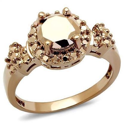 Picture of 3W1193 - Brass Ring IP Rose Gold(Ion Plating) Women AAA Grade CZ Metallic Light Gold