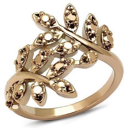 Picture of 3W1194 - Brass Ring IP Rose Gold(Ion Plating) Women AAA Grade CZ Metallic Light Gold