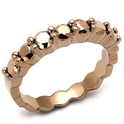 Picture of 3W1195 - Brass Ring IP Rose Gold(Ion Plating) Women AAA Grade CZ Metallic Light Gold