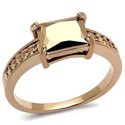 Picture of 3W1197 - Brass Ring IP Rose Gold(Ion Plating) Women AAA Grade CZ Metallic Light Gold