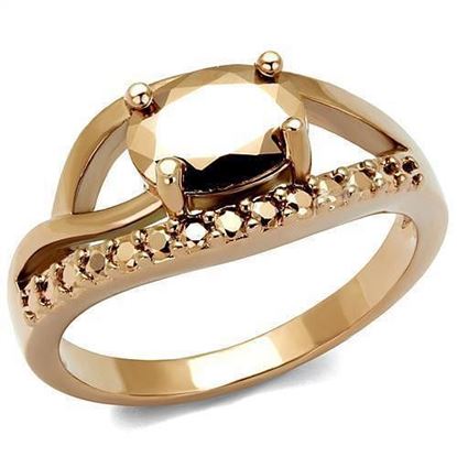 Picture of 3W1198 - Brass Ring IP Rose Gold(Ion Plating) Women AAA Grade CZ Metallic Light Gold