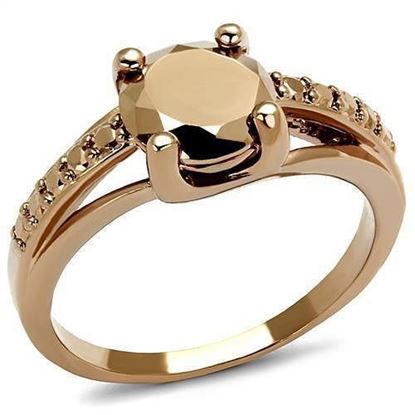 Picture of 3W1199 - Brass Ring IP Rose Gold(Ion Plating) Women AAA Grade CZ Metallic Light Gold