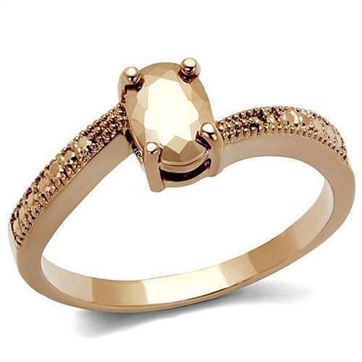 Picture of 3W1201 - Brass Ring IP Rose Gold(Ion Plating) Women AAA Grade CZ Metallic Light Gold