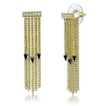 Picture of 3W1205 - Brass Earrings Gold+Ruthenium Women Top Grade Crystal Clear