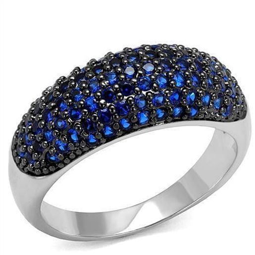 Picture of 3W1212 - Brass Ring Rhodium + Ruthenium Women AAA Grade CZ London Blue