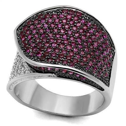 Picture of 3W1217 - Brass Ring Rhodium + Ruthenium Women AAA Grade CZ Ruby