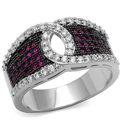 Picture of 3W1243 - Brass Ring Rhodium + Ruthenium Women AAA Grade CZ Ruby