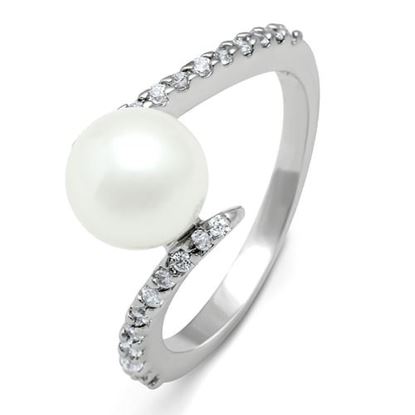 Picture of 3W126 - Brass Ring Rhodium Women Synthetic White