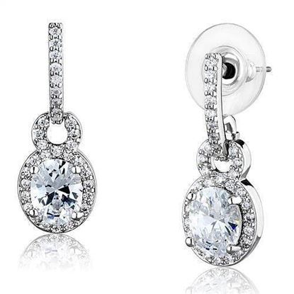 Picture of 3W1276 - Brass Earrings Rhodium Women AAA Grade CZ Clear