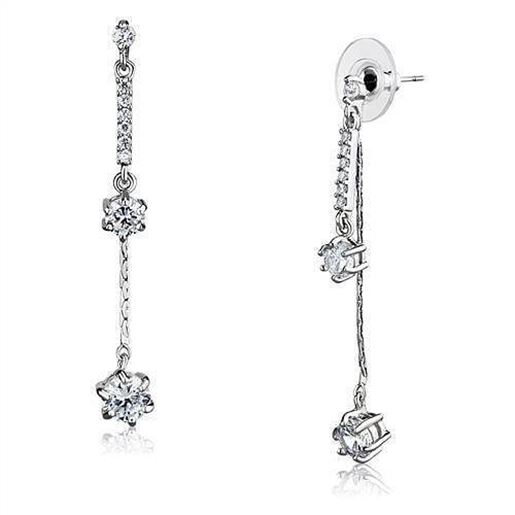 Picture of 3W1277 - Brass Earrings Rhodium Women AAA Grade CZ Clear