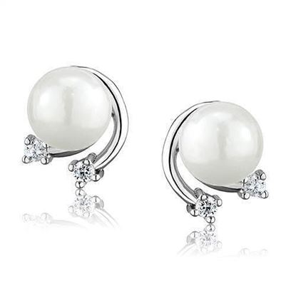 Picture of 3W1279 - Brass Earrings Rhodium Women Synthetic White