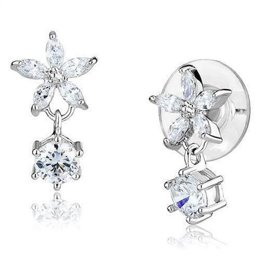 Picture of 3W1281 - Brass Earrings Rhodium Women AAA Grade CZ Clear