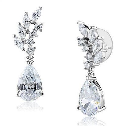 Picture of 3W1282 - Brass Earrings Rhodium Women AAA Grade CZ Clear