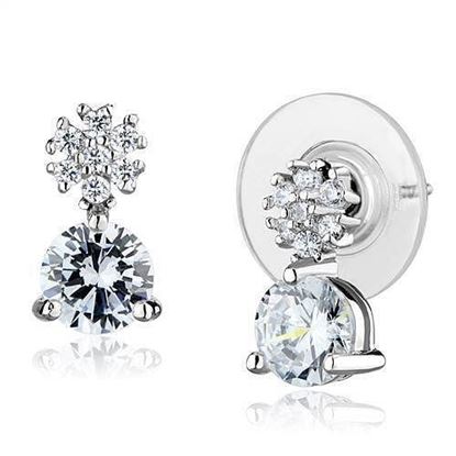 Picture of 3W1283 - Brass Earrings Rhodium Women AAA Grade CZ Clear