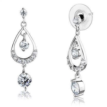 Picture of 3W1286 - Brass Earrings Rhodium Women AAA Grade CZ Clear