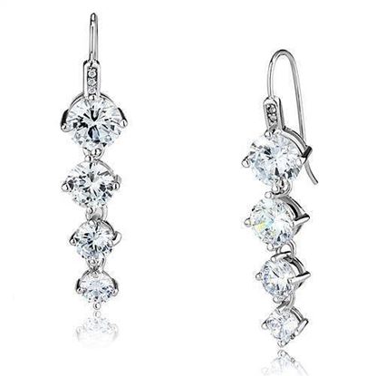 Picture of 3W1287 - Brass Earrings Rhodium Women AAA Grade CZ Clear