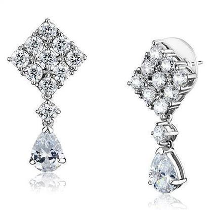 Picture of 3W1288 - Brass Earrings Rhodium Women AAA Grade CZ Clear