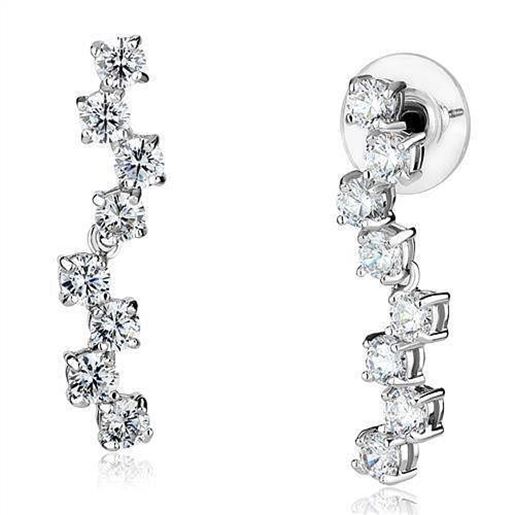 Picture of 3W1289 - Brass Earrings Rhodium Women AAA Grade CZ Clear