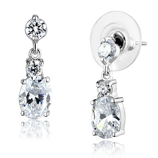 Picture of 3W1290 - Brass Earrings Rhodium Women AAA Grade CZ Clear